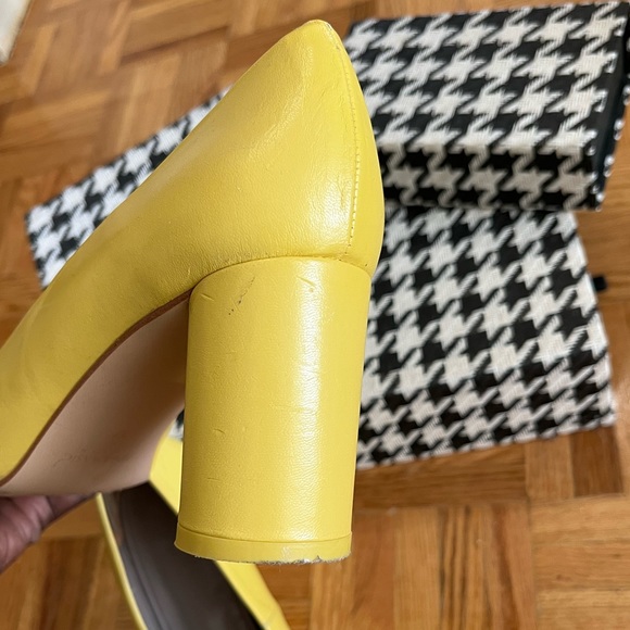 Zara Yellow Leather Block Heel - Picture 9 of 10